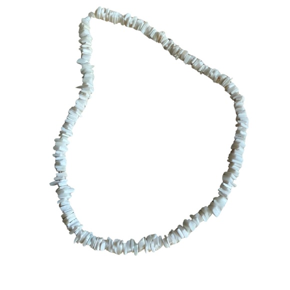 Source Unknown Jewelry - Y2K Shell Beaded Necklace | White Surfer Boho Choker No Clasp 90s‎ Style